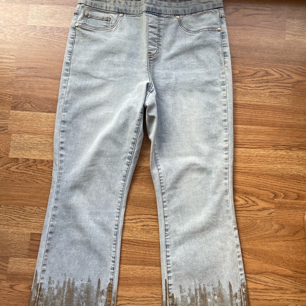 Women’s Size 10 Tribal Jeans Audrey Mid-Rise Straight Crop Stretch Pull On Jeans